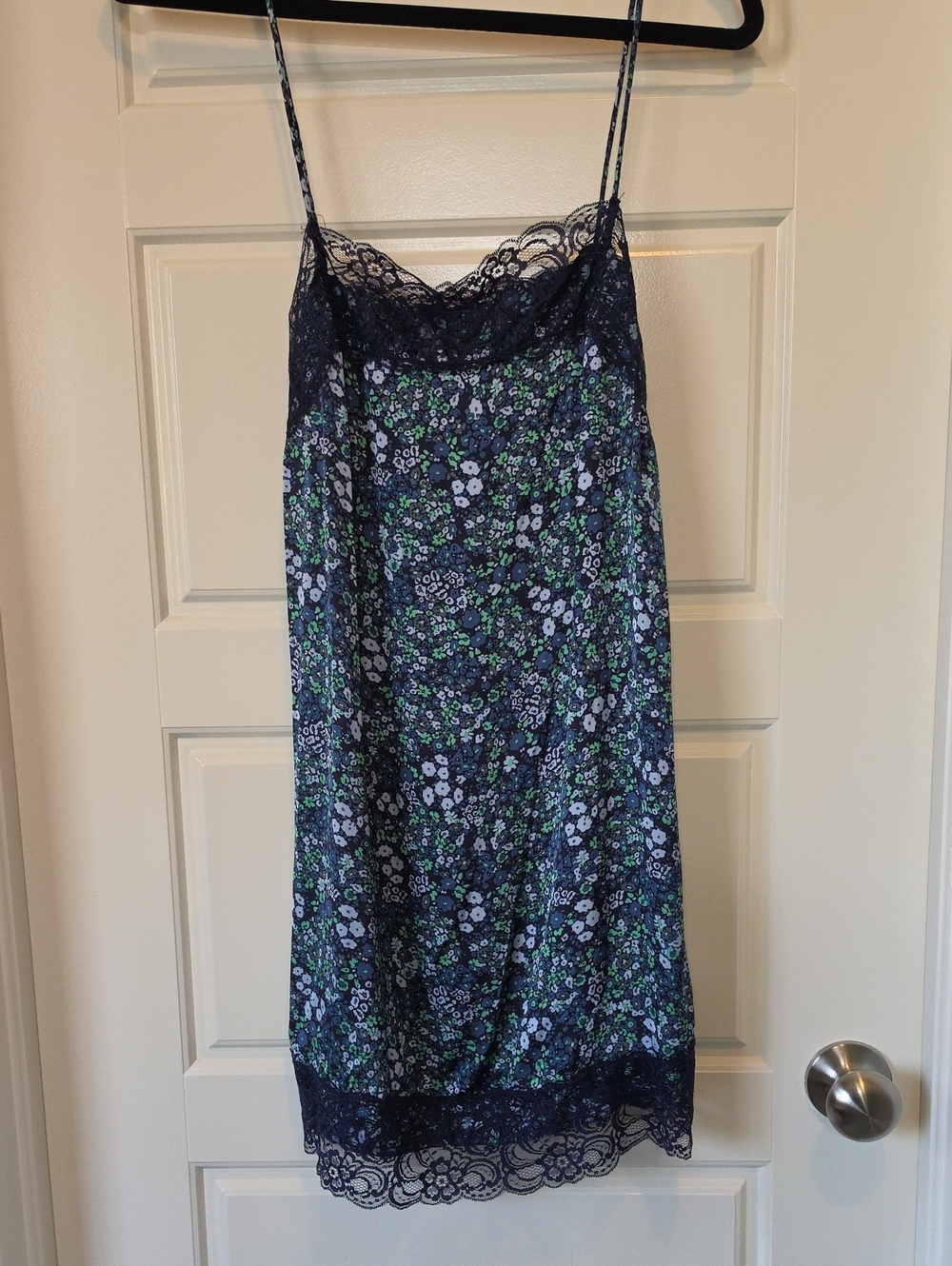 Aerie Navy Floral Lace Trim Nightie - S/P